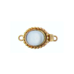 Sterling Silver Gold Plated, 23.9mm Width by 8.7mm Length by 12.5mm Height, Pearl Oval Box Clasp. Quantity Per Pack: 1 Pair.