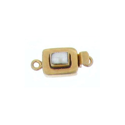 Sterling Silver Gold Plated, 22.5mm Width by 9.7mm Length by 10.8mm Height, Pearl Oval Box Clasp. Quantity Per Pack: 1 Pair.