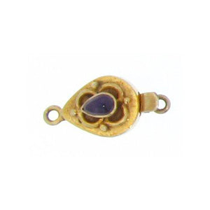 Sterling Silver Gold Plated, 24.4mm Width by 7.8mm Length by 12.4mm Height, Amethyst Fancy Teardrop Box Clasp. Quantity Per Pack: 1 Pair.