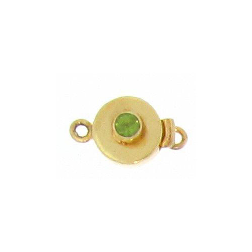 Sterling Silver Gold Plated, 20.1mm Width by 7.4mm Length by 11.6mm Height, Peridot Round Box Clasp. Quantity Per Pack: 1 Pair.