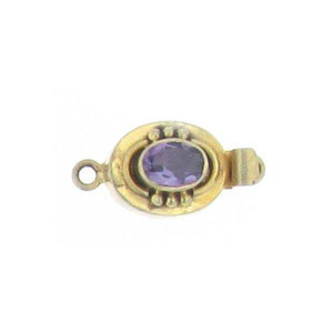 Sterling Silver Gold Plated-Oxidized, 25.0mm Width by 8.6mm Length by 12.2mm Height, Amethyst Fancy Oval Box Clasp. Quantity Per Pack: 1 Pair.