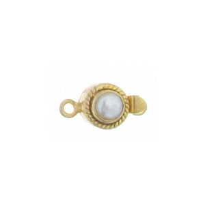 Sterling Silver Gold Plated, 17.6mm Width by 8.7mm Length by 9.3mm Height, Pearl Round Box Clasp. Quantity Per Pack: 1 Pair.