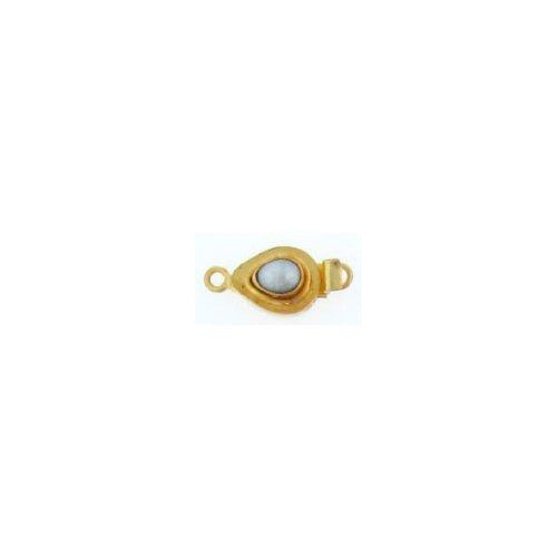 Sterling Silver Gold Plated, 26.1mm Width by 10.0mm Length by 12.2mm Height, Pearl Teardrop Box Clasp. Quantity Per Pack: 1 Pair.