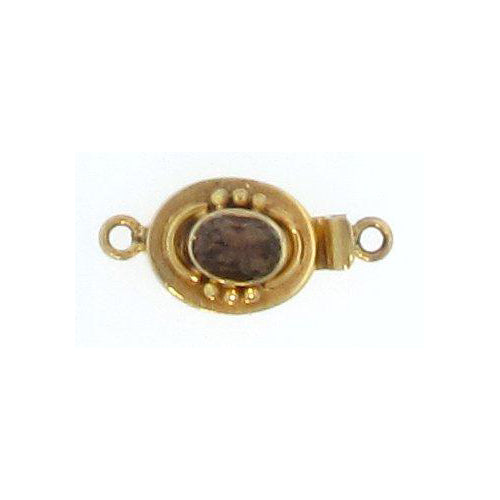 Sterling Silver Gold Plated, 25.2mm Width by 8.6mm Length by 12.3mm Height, Smoky Quartz Oval Box Clasp. Quantity Per Pack: 1 Pair.