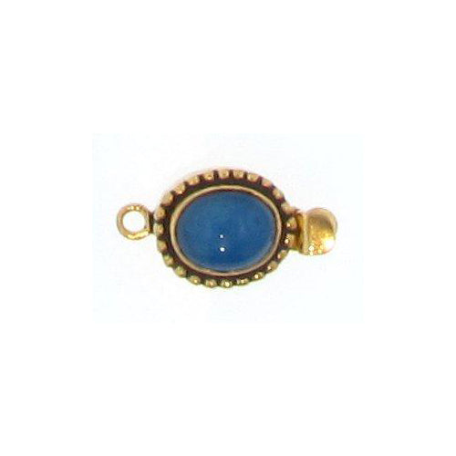 Sterling Silver Gold Plated-Oxidized, 11.3mm Width by 10.8mm Length by 22.1mm Height, Lapis Oval Box Clasp. Quantity Per Pack: 1 Pair.