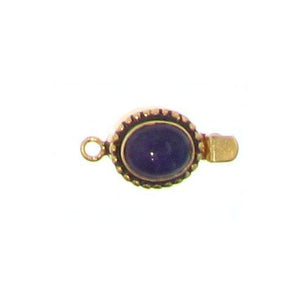 Sterling Silver Gold Plated-Oxidized, 21.7mm Width by 10.5mm Length by 11.0mm Height, Amethyst Oval Box Clasp. Quantity Per Pack: 1 Pair.