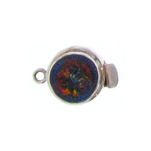 Sterling Silver, 26.2mm Width by 11.4mm Length by 17.0mm Height, Italian Murano Glass Round Box Clasp. Quantity Per Pack: 1 Pair.