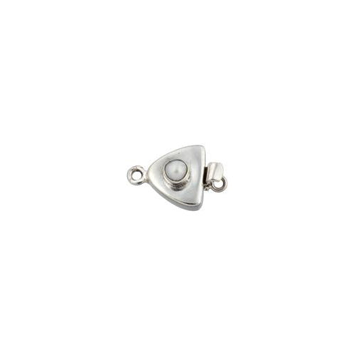 Sterling Silver, 21.5mm Width by 8.0mm Length by 14.5mm Height, Pearl Triangle Box Clasp. Quantity Per Pack: 1 Pair.