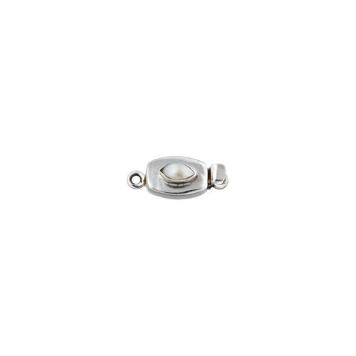 Sterling Silver, 24.0mm Width by 8.7mm Length by 9.9mm Height, Pearl Square Box Clasp. Quantity Per Pack: 1 Pair.