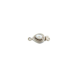 Sterling Silver, 21.4mm Width by 9.6mm Length by 10.5mm Height, Pearl Teardrop Box Clasp. Quantity Per Pack: 1 Pair.