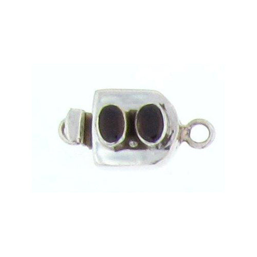 Sterling Silver, 24.5mm Width by 9.3mm Length by 12.6mm Height, Fancy Box Clasp with Two Garnets. Quantity Per Pack: 1 Pair.