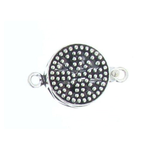 Sterling Silver Oxidized, 28.1mm Width by 5.6mm Length by 17.6mm Height, Beaded Round Box Clasp. Quantity Per Pack: 1 Pair.