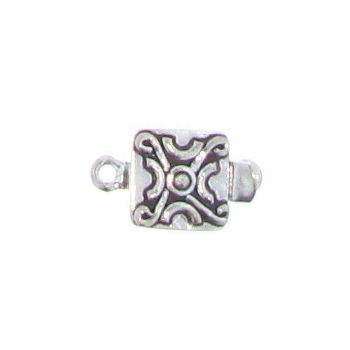 Sterling Silver Oxidized, 22.6mm Width by 8.2mm Length by 10.8mm Height, Fancy Square Box Clasp. Quantity Per Pack: 1 Pair.