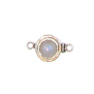 Sterling Silver, 19.5mm Width by 8.1mm Length by 11.1mm Height, Moonstone Round Box Clasp. Quantity Per Pack: 1 Pair.