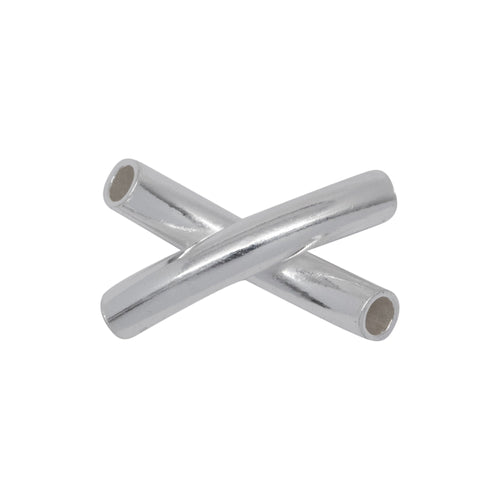 Tubes. Sterling Silver 5.10mm Width by 8.40mm Length, Smooth X Tube Bead. Quantity per pack: 25 Pieces.