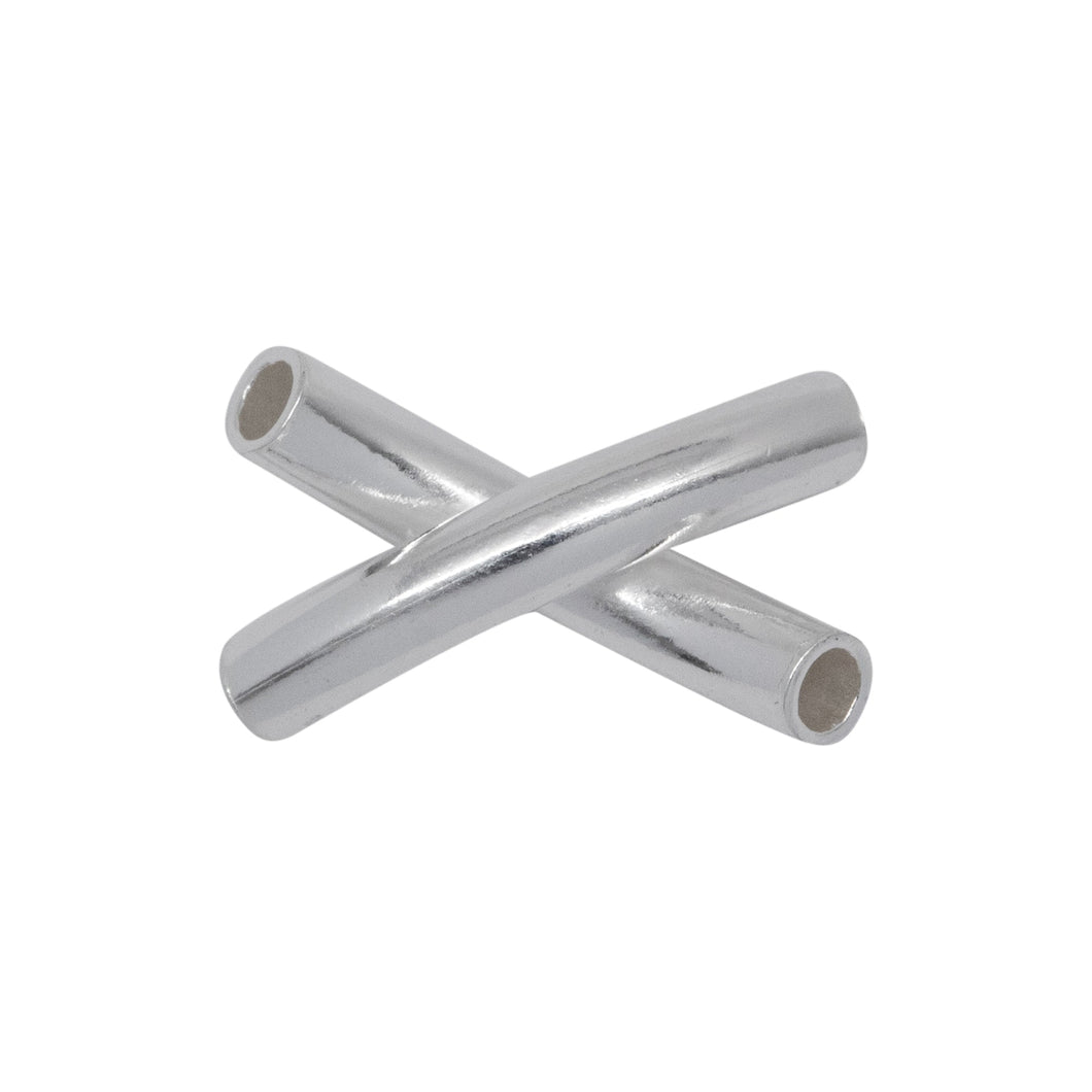 Tubes. Sterling Silver 5.10mm Width by 8.40mm Length, Smooth X Tube Bead. Quantity per pack: 25 Pieces.