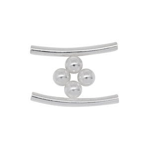 Tubes. Sterling Silver 1.5mm Width by 14.9mm Length, Smooth Double Curved Tube Bead With Four of 3.0mm Solid Balls. Quantity Per Pack: 5 Pieces.