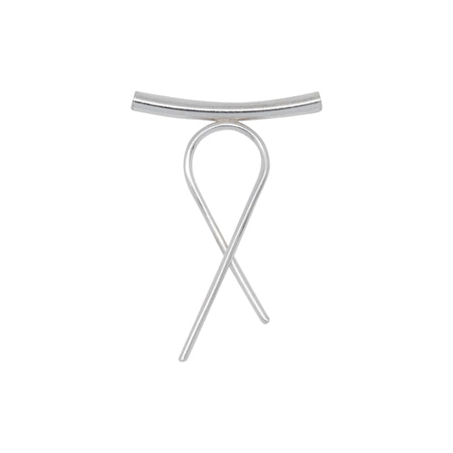 Tubes. Sterling Silver 1.5mm Width by 14.9mm Length, Smooth Curved Tube With 6.5mm Width by 18.6mm Length Cancer Ribbon. Quantity Per Pack: 25 Pieces.