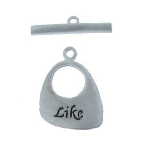 Sterling Silver, 16.5mm Width by 1.9mm Length by 21.2mm Height, Matte "Like" Fancy Toggle Clasp Ring and 3.6mm Width by 21.2mm Length, Matte Flat Toggle Clasp Bar. Quantity Per Pack: 2 Pairs.