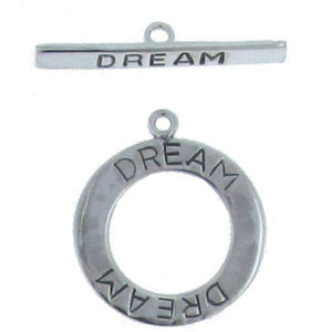 Sterling Silver Oxidized, 21.1mm Width by 1.0mm Length by 24.8mm Height, "Dream" Round Toggle Clasp Ring and 4.0mm Width by 28.0mm Length, "Dream" Flat Toggle Clasp Bar. Quantity Per Pack: 2 Pairs.