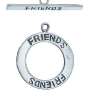 Sterling Silver Oxidized, 21.1mm Width by 1.0mm Length by 24.8mm Height, "Friends" Round Toggle Clasp Ring and 4.0mm Width by 28.0mm Length, "Friends" Flat Toggle Clasp Bar. Quantity Per Pack: 2 Pairs.