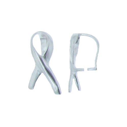 Sterling Silver, 2.7mm Width by 5.9mm Length by 12.3mm Height, Plain Pinch Bail with Support Ribbon. Quantity per pack: 5 Pieces.