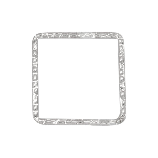 Connectors. Sterling Silver 15.0mm Width / Length, Handmade Hammered Square Connector. Quantity Per Pack: 2 Pieces.