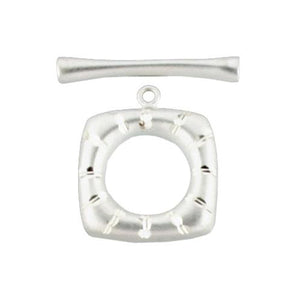 Clasps. Sterling Silver 19.7mm Width / Length, Fancy Square Toggle Clasp Ring with 4.2mm Width by 26.0mm Length, Fancy Toggle Clasp Bar. Quantity Per Pack: 1 Pair.