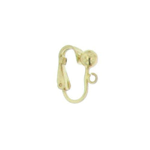 Sterling Silver, Gold Plated, 11.2mm Width by 6.5mm Length by 15.9mm Height Ear Clip With 5.0mm Width / Length Ball and 2.8mm Open Ring towards the front middle. Quantity Per Pack: 2 Pieces.