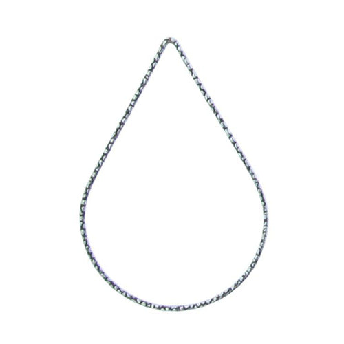 Sterling Silver Oxidized, 32.9mm Width by 1.0mm Length by 48.3mm Height, Textured Tear Drop Connector. Quantity Per Pack: 5 Pieces.