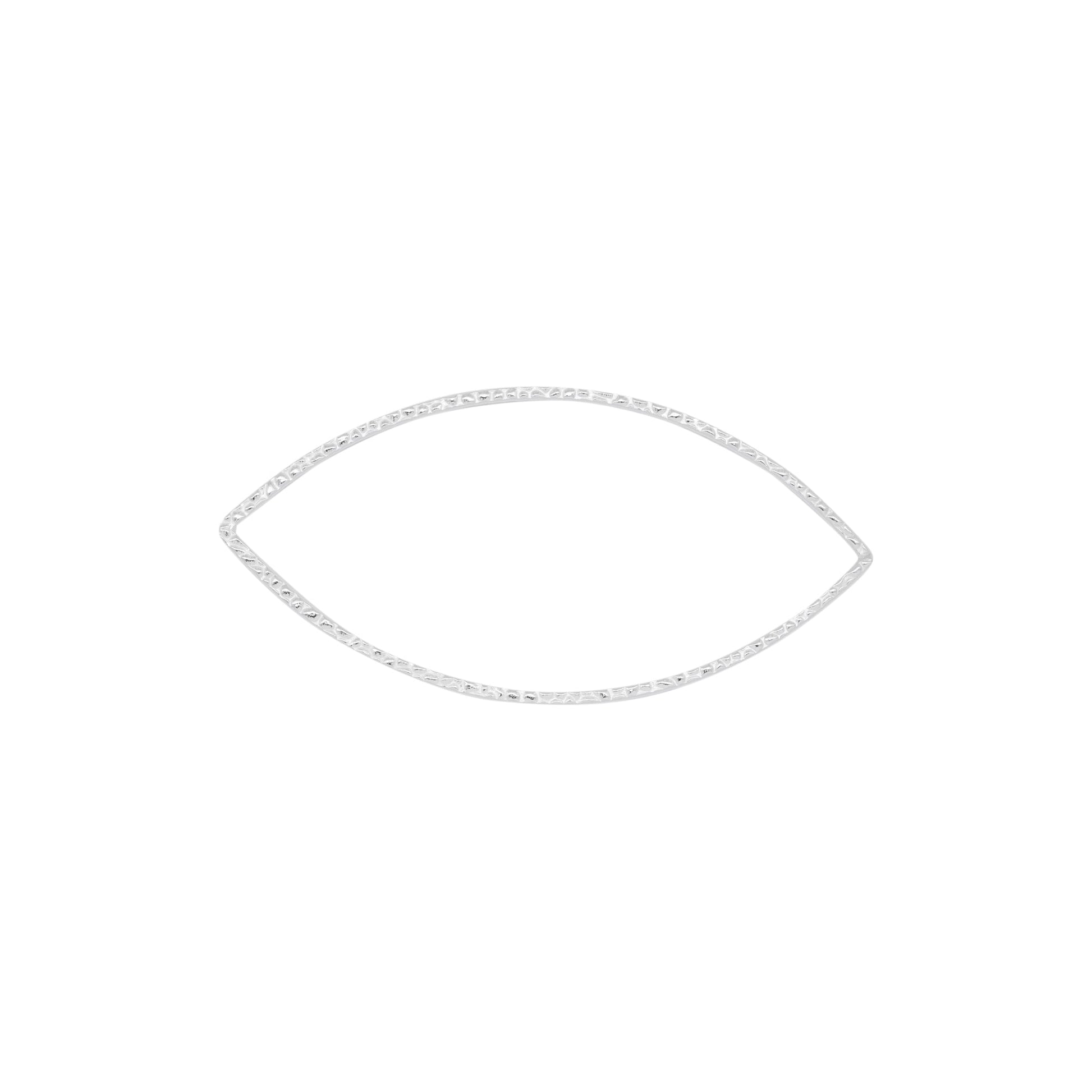 Connectors. Sterling Silver 25.2mm Width by 52.0mm Length, Handmade Hammered Marquise Connector. Quantity Per Pack: 2 Pieces.