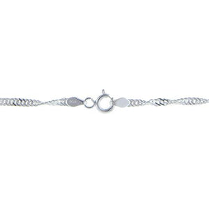 Sterling Silver, 2.3mm Width by 1.8mm Length, 20 Inch Flat Twisted Curb Chain with 6.0mm Width / Length by 1.4mm Thick, Smooth Spring Ring Clasp. Quantity Per Pack: 1 Piece.