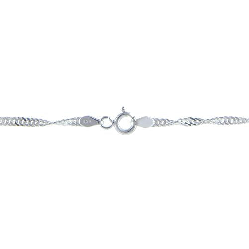 Sterling Silver, 2.3mm Width by 1.8mm Length, 20 Inch Flat Twisted Curb Chain with 6.0mm Width / Length by 1.4mm Thick, Smooth Spring Ring Clasp. Quantity Per Pack: 1 Piece.