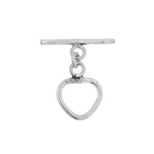 Sterling Silver, 11.7mm Width by 1.7mm Length by 11.6mm Height, Plain Heart Toggle Clasp Ring, and 1.6mm Width by 19.6mm Length, Toggle Clasp Bar. Quantity Per Pack: 1 Pair.