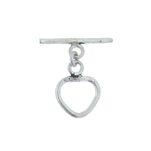 Sterling Silver, 11.7mm Width by 1.7mm Length by 11.6mm Height, Plain Heart Toggle Clasp Ring, and 1.6mm Width by 19.6mm Length, Toggle Clasp Bar. Quantity Per Pack: 1 Pair.