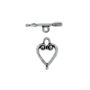 Sterling Silver, 9.7mm Width by 3.0mm Length by 11.9mm Height, Heart Toggle Clasp Ring, and 3.7mm Width by 16.6mm Length, Arrow Toggle Clasp Bar. Quantity Per Pack: 1 Pair.