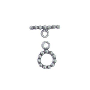 Sterling Silver, 8.9mm Width / Height by 2.0mm Length, Beaded Toggle Clasp Ring, and 1.8mm Width by 16.2mm Length, Toggle Clasp Bar. Quantity Per Pack: Quantity Per Pack: 1 Pair.