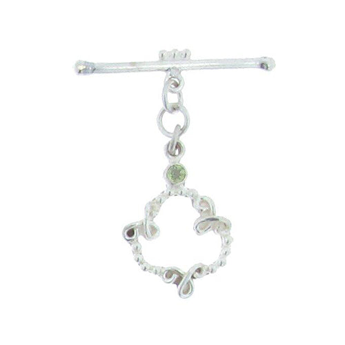 Sterling Silver, 18.4mm Width by 3.7mm Length by 26.7mm Height, Fancy Toggle Clasp Ring with 3.8mm CZ, and 3.6mm Width by 35.0mm Length, Fancy Toggle Clasp Bar. Quantity Per Pack: 1 Pair.