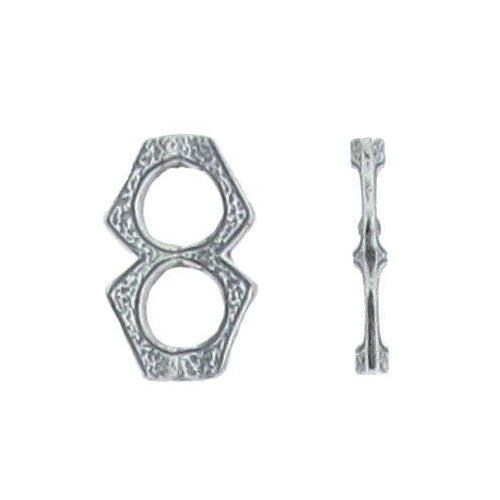 Sterling Silver, 12.7mm Width by 3.0mm Length by 20.0mm Height, Fancy Bead Frame with Two Openings. Quantity per pack: 4 Pieces.