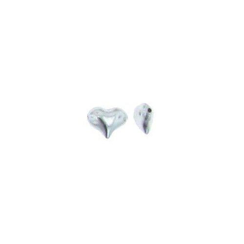 Sterling Silver, 6.5mm Width by 3.0mm Length by 5.2mm Height, Heart Bead. Quantity per pack: 100 Pieces.