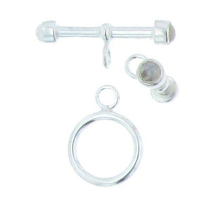 Sterling Silver, 14.9mm Width by 20.1mm Length by 1.9mm Thickness, Plain Toggle Clasp Ring and 5.6mm Width by 24.9mm Length, Fancy Toggle Clasp Bar with 4.0mm Moonstone. Quantity Per Pack: 1 Pair.