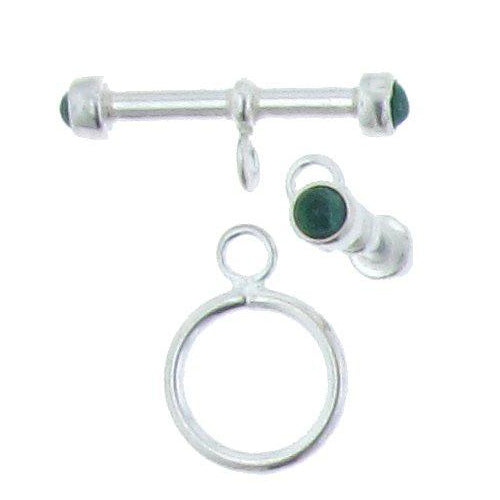 Sterling Silver, 14.9mm Width by 20.1mm Length by 1.9mm Thickness, Plain Toggle Clasp Ring and 5.6mm Width by 24.9mm Length, Fancy Toggle Clasp Bar with 4.0mm Aventurine. Quantity Per Pack: 1 Pair.