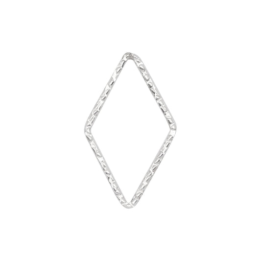 Connectors. Sterling Silver 12.6mm Width by 21.7mm Length, Handmade Hammered Diamond Shaped Connector. Quantity Per Pack: 2 Pieces.