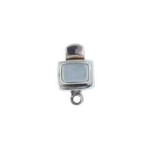 Sterling Silver, 17.2mm Width by 8.2mm Length by 10.9mm Height, Pearl Square Box Clasp. Quantity Per Pack: 1 Pair.