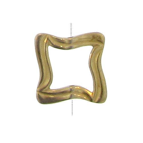 Sterling Silver Gold Plated, 18.1mm Width by 3.1mm Length by 18.2mm Height, Wavy Square Bead Frame. Quantity per pack: 2 Pieces.