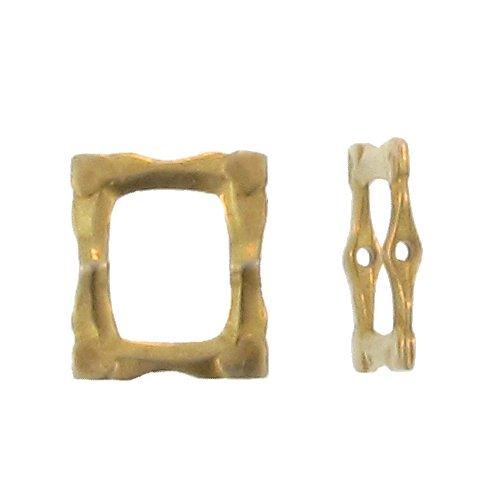 Sterling Silver Gold Plated, 18.7mm Width by 3.2mm Length by 16.0mm Height, Fancy Rectangle Bead Frame. Quantity per pack: 2 Pieces.