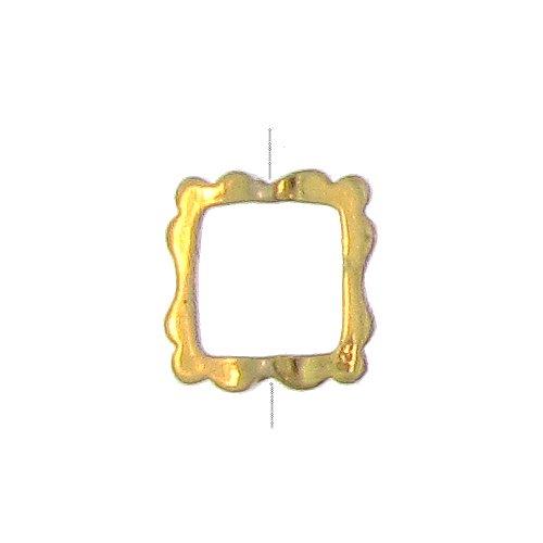 Sterling Silver Gold Plated, 14.7mm Width by 2.6mm Length by 15.1mm Height, Fancy Square Bead Frame. Quantity per pack: 2 Pieces.