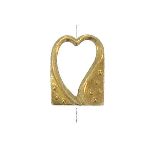 Sterling Silver Gold Plated, 13.3mm Width by 2.2mm Length by 17.7mm Height, Heart Bead Frame. Quantity per pack: 2 Pieces.