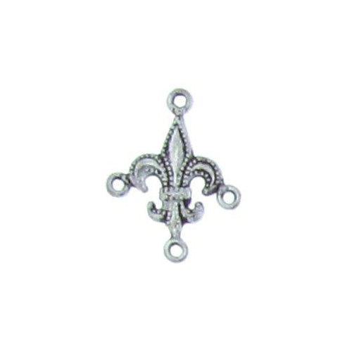 Sterling Silver Oxidized, 17.4mm Width by 1.4mm Length by 21.9mm Height, 4-Ring Fleur De Lis Chandelier. Quantity Per Pack: 2 Pieces.