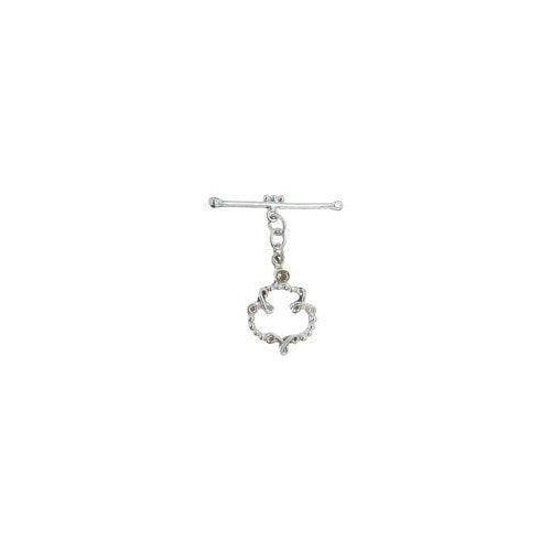 Sterling Silver, 18.0mm Width by 29.0mm Length by 4.0mm Thickness, Fancy Toggle Clasp Ring with 3.0mm Smoky Quartz and 4.5mm Width by 35.1mm Length, Fancy Toggle Clasp Bar. Quantity Per Pack: 1 Pair.